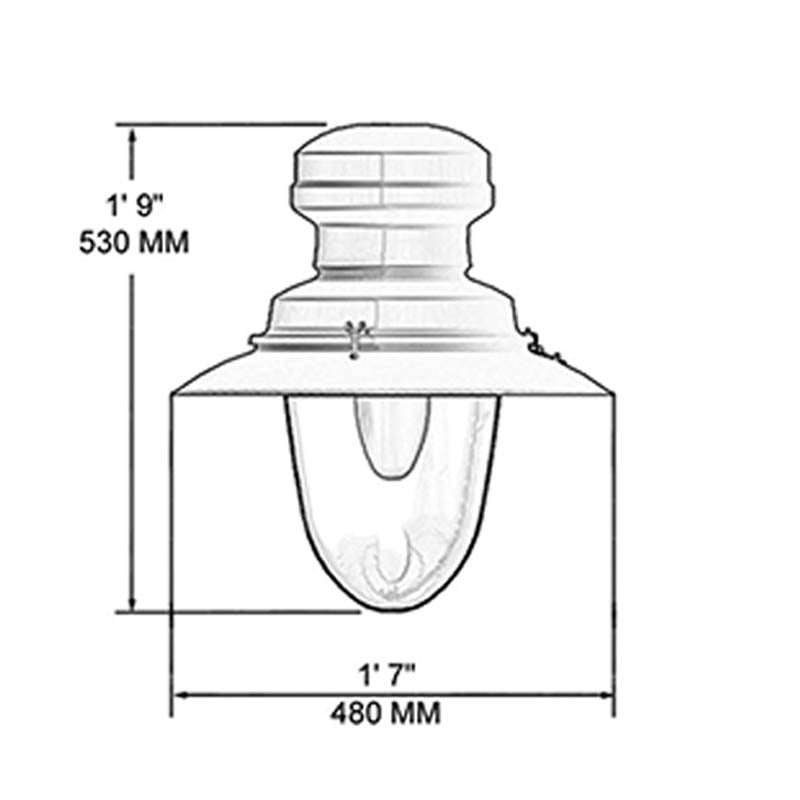 Traditional tear drop lantern in aluminium 0.53m (TD301)